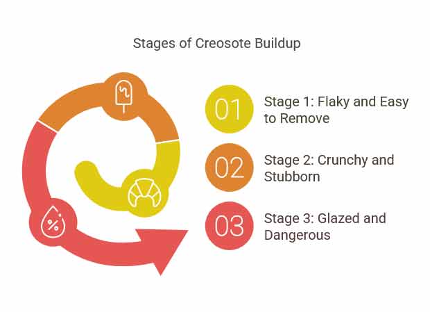 Stages of creosote buildup diagram