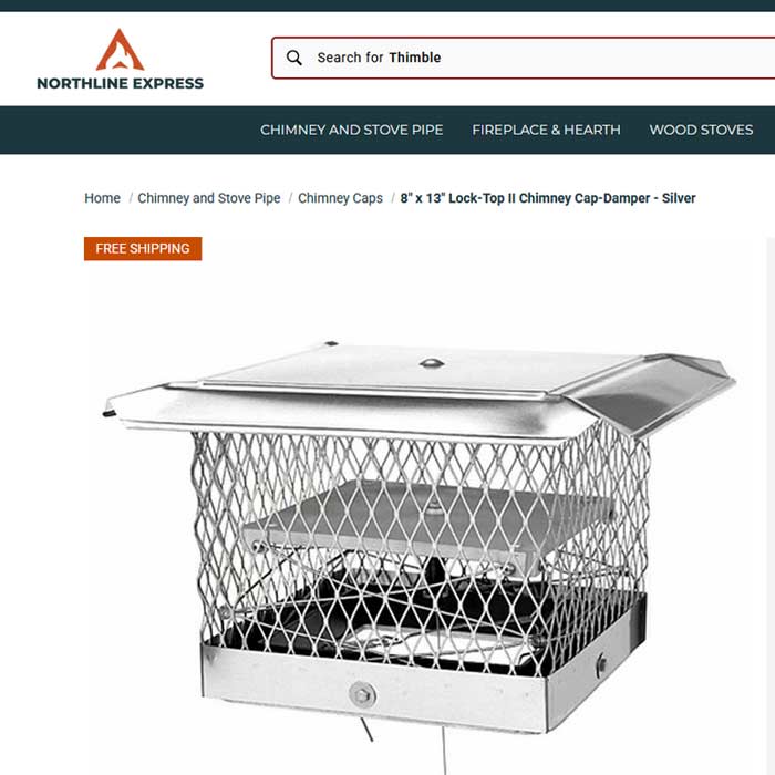 Northline Express 8″ x 13″ Lock-Top II Chimney Cap-Damper
