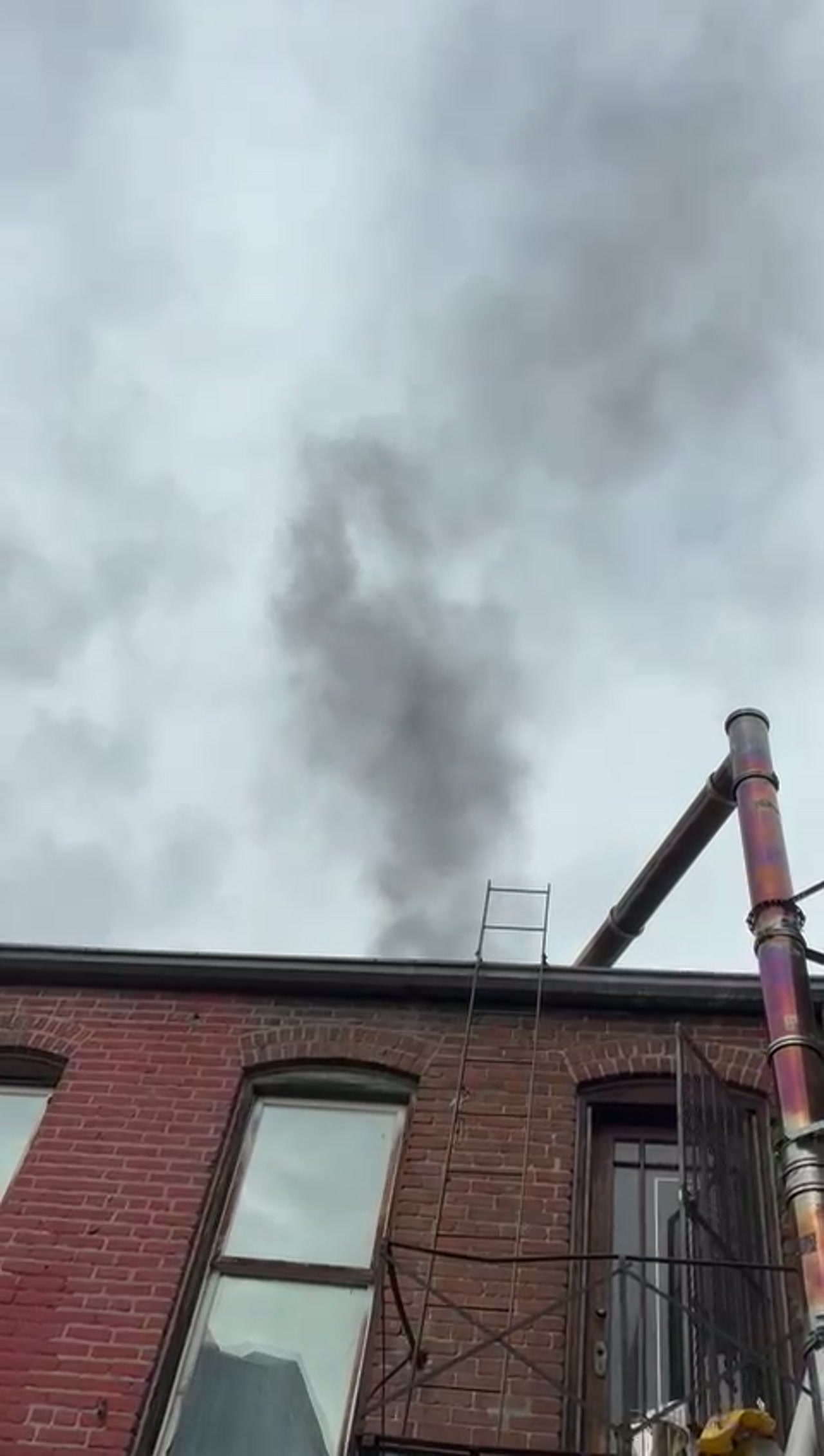 Finding the blockage Adam Chimney Sweep locating a blockage in a smoking brick chimney flue in Denver