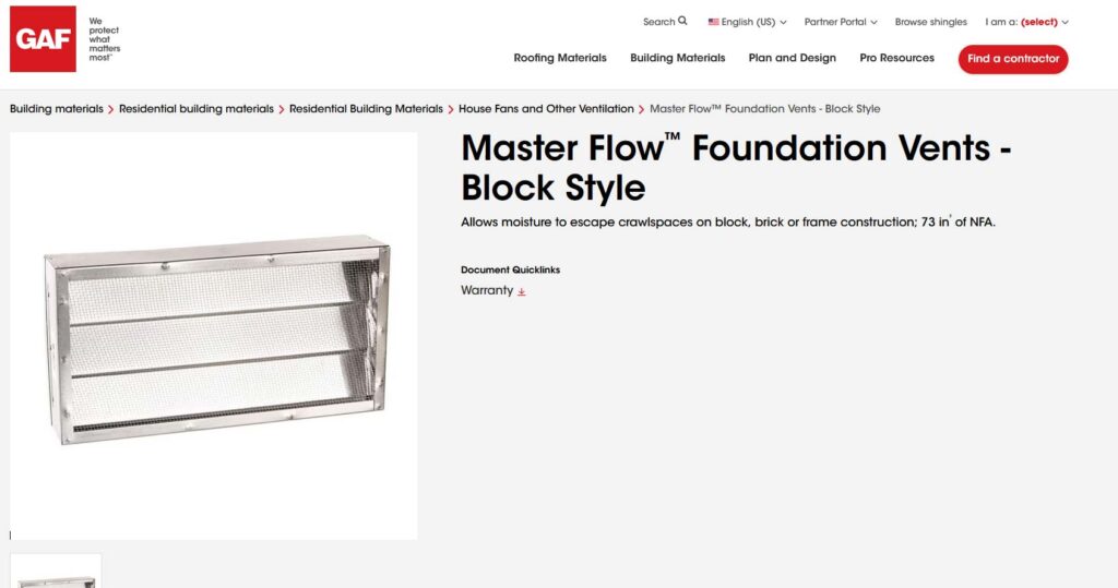 master flow® block style foundation vents installation
